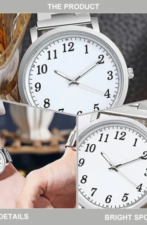 2Pcs Silver Watches Couple Wristwatch Modern Watch Hypoallergenic Durable Casual Fashion Gift Lovers Creative Silver Watches