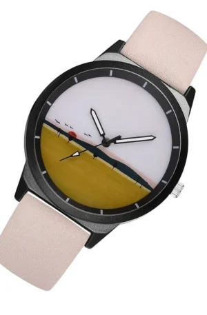 1pc Simple Couple Wrist Watch Fresh Casual Quartz Watch For Daily Wear Comfortable Unisex Timepiece Pu Alloy Strap