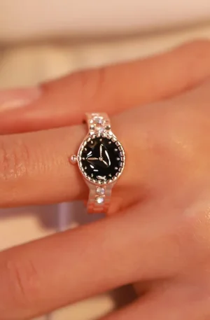 5 Sizes Crystal Stone Silver Plated Rose Gold Couple Jewelry Watch Finger Rings for Women