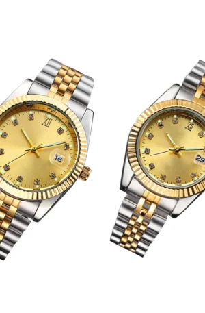 2pcs Night Luminous Couple Watches For Men Women Fashion Quartz Wristwatch Simple Design Mineral Glass Mirror Lovers Watch