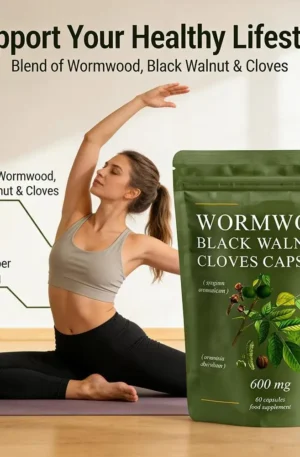 60pcs Wormwood Black Walnut And Clove Capsules Support Gut Health And Immune System Function Improve Absorption Rate